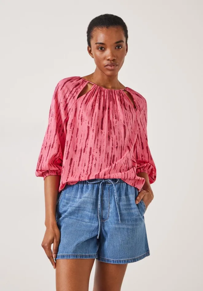 Hush Shirts and Blouses Women Ariella Cut Out Detail Blouse Striped Tie Dye Pink Hush Shirts and Blouses Women Ariella Cut Out Detail Blouse Striped Tie Dye Pink