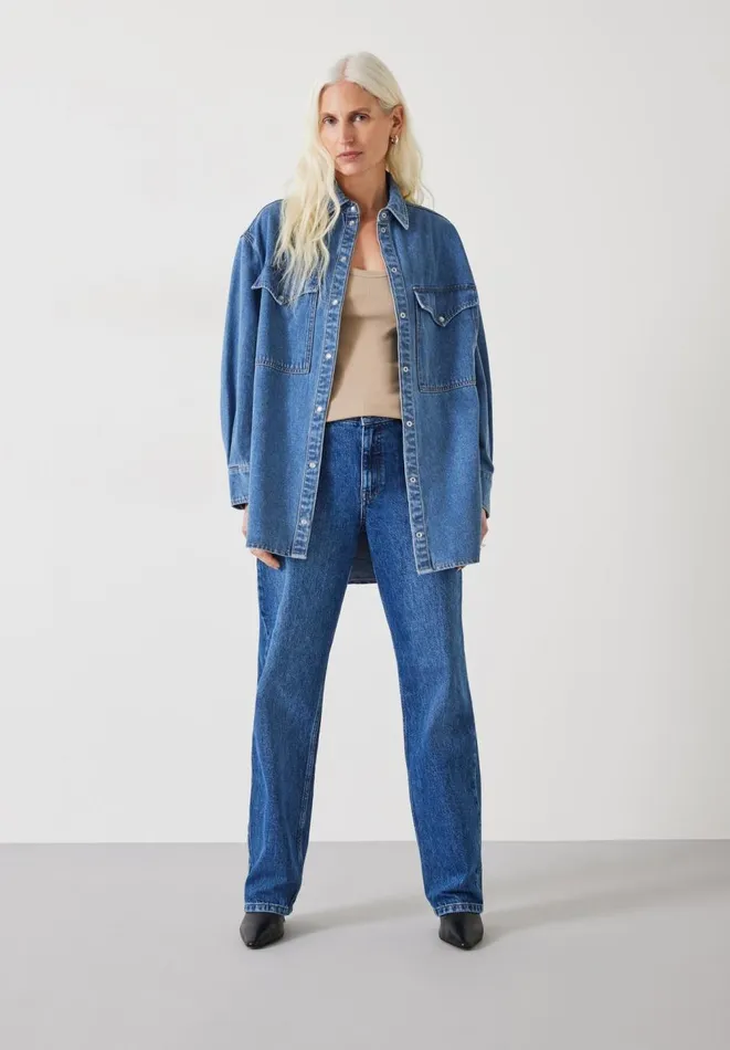 Hush Shirts and Blouses Women Davina Oversized Denim Shirt Mid Authentic Wash