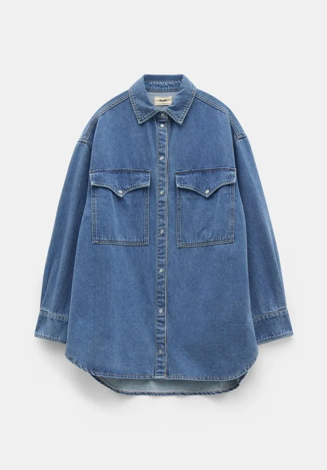 Hush Shirts and Blouses Women Davina Oversized Denim Shirt Mid Authentic Wash