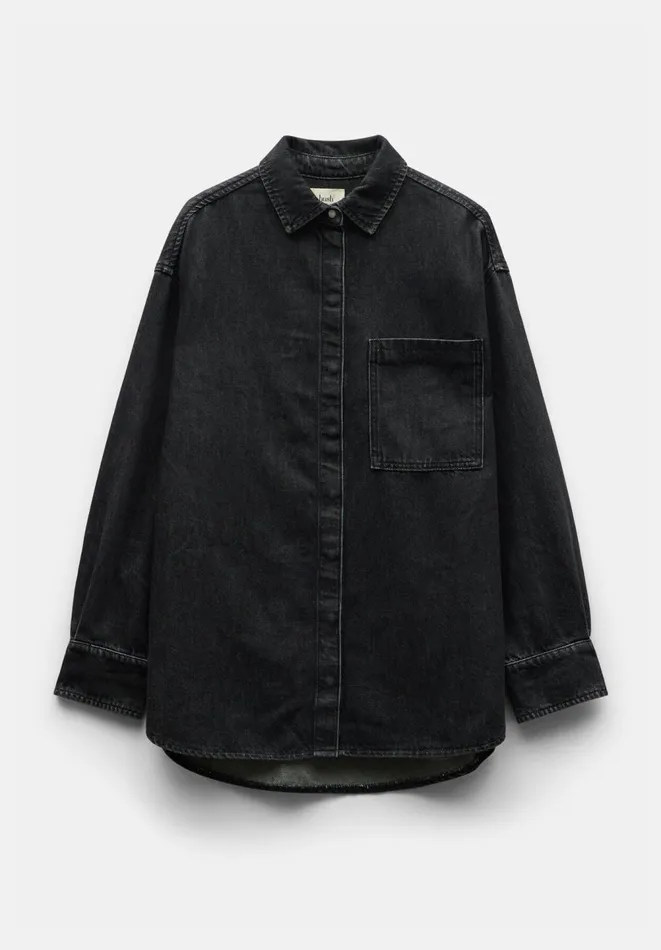 Hush Shirts and Blouses Women Deanna Washed Black Denim Overshirt Washed Black