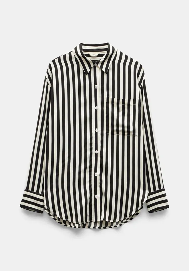 Hush Shirts and Blouses Women Emely Oversized Stripe Fluid Shirt Black And White Stripe Hush Shirts and Blouses Women Emely Oversized Stripe Fluid Shirt Black And White Stripe