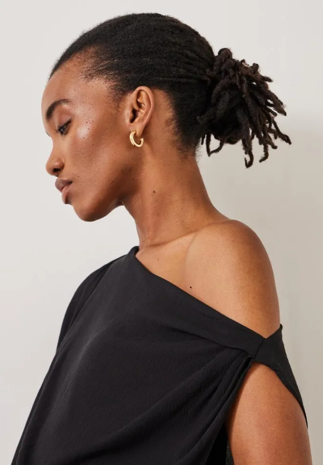 Hush Shirts and Blouses Women Grace Asymmetric Top Black Hush Shirts and Blouses Women Grace Asymmetric Top Black