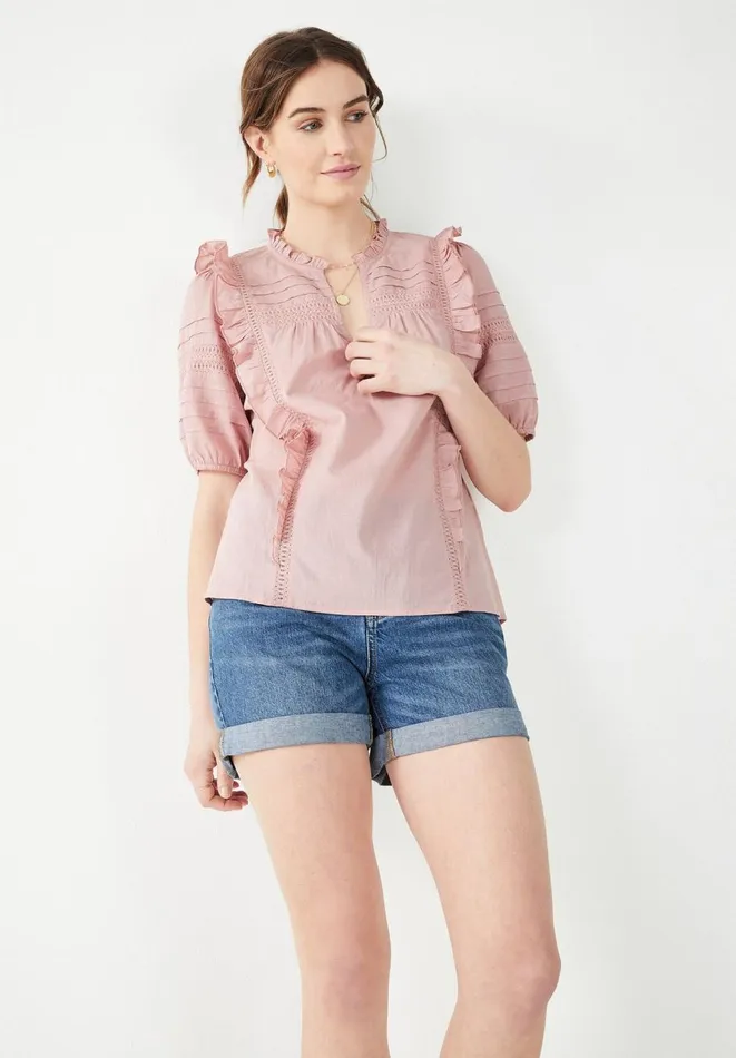 Hush Shirts and Blouses Women Hailey Frilled Top Woodrose Hush Shirts and Blouses Women Hailey Frilled Top Woodrose