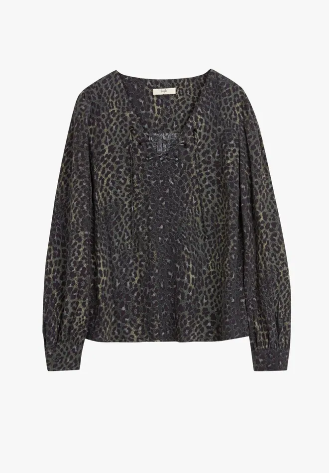 Hush Shirts and Blouses Women Lara Tie Top Ombre Leopard Khaki Hush Shirts and Blouses Women Lara Tie Top Ombre Leopard Khaki