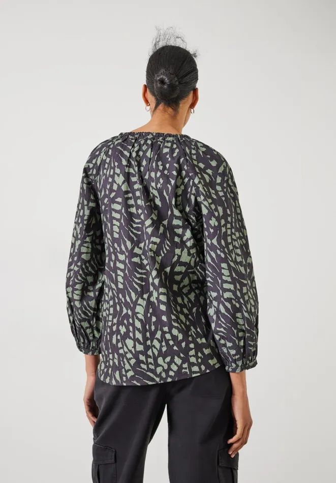 Hush Shirts and Blouses Women Monika Tie Relaxed Cotton Blouse Abstract Boho Charcoal Hush Shirts and Blouses Women Monika Tie Relaxed Cotton Blouse Abstract Boho Charcoal