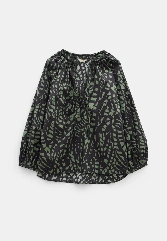 Hush Shirts and Blouses Women Monika Tie Relaxed Cotton Blouse Abstract Boho Charcoal Hush Shirts and Blouses Women Monika Tie Relaxed Cotton Blouse Abstract Boho Charcoal
