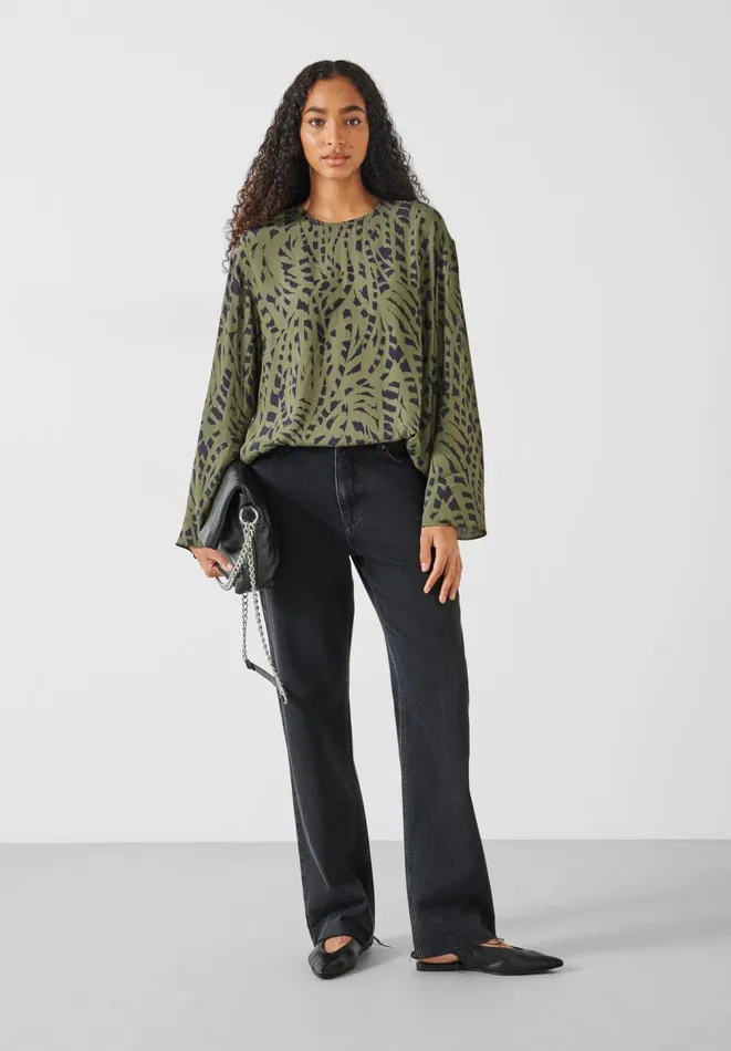 Hush Shirts and Blouses Women Sofia Oversized Draped Blouse Khaki Mark Hush Shirts and Blouses Women Sofia Oversized Draped Blouse Khaki Mark