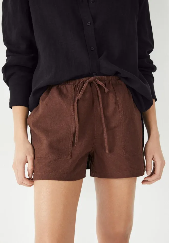 Hush Shorts Women Lorelei Linen Short Brown Hush Shorts Women Lorelei Linen Short Brown
