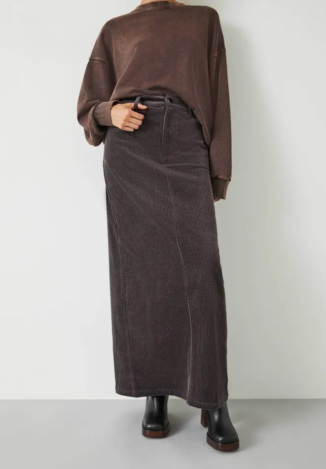 Hush Skirts Women Alanna Cord Maxi Skirt Dark Brown Hush Skirts Women Alanna Cord Maxi Skirt Dark Brown