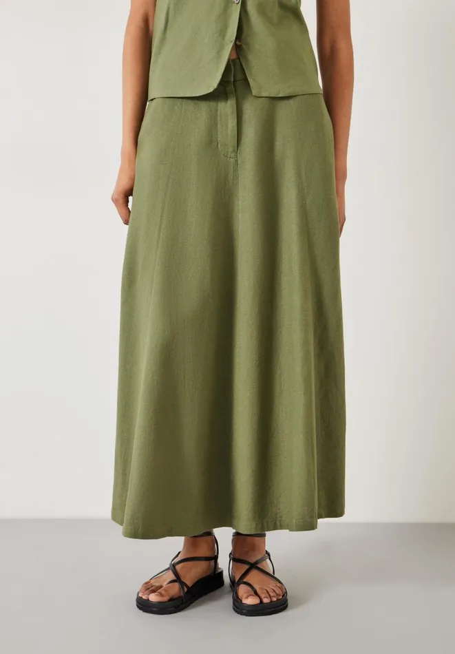 Hush Skirts Women Juliah ALine Linen Maxi Skirt Olive Hush Skirts Women Juliah ALine Linen Maxi Skirt Olive