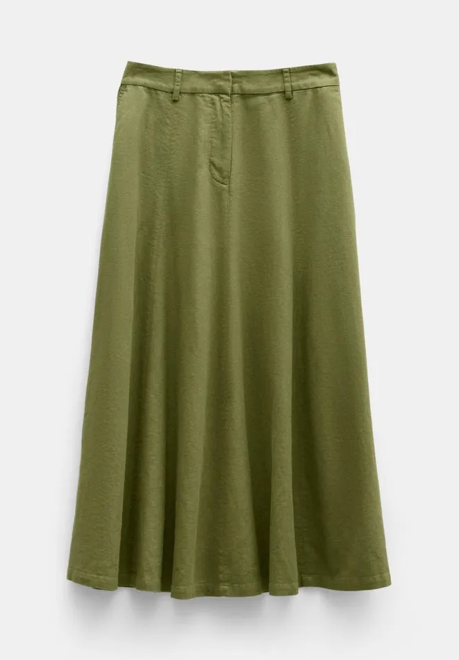 Hush Skirts Women Juliah ALine Linen Maxi Skirt Olive Hush Skirts Women Juliah ALine Linen Maxi Skirt Olive