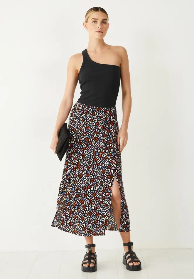 Hush Skirts Women Kourtney Midi Skirt Soft Leopard Blackmulti