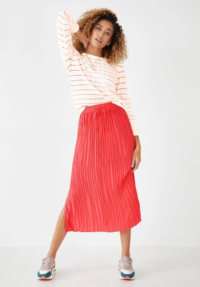 Hush Skirts Women Rose Crinkle Pleated Skirt Coral Pink