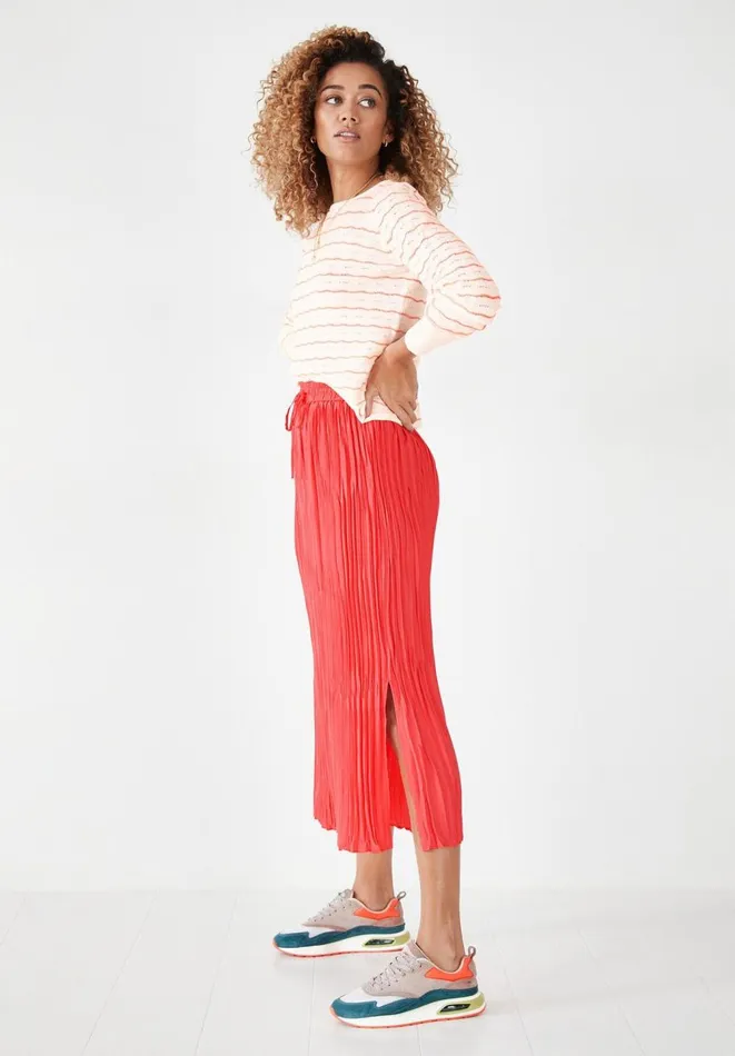 Hush Skirts Women Rose Crinkle Pleated Skirt Coral Pink Hush Skirts Women Rose Crinkle Pleated Skirt Coral Pink