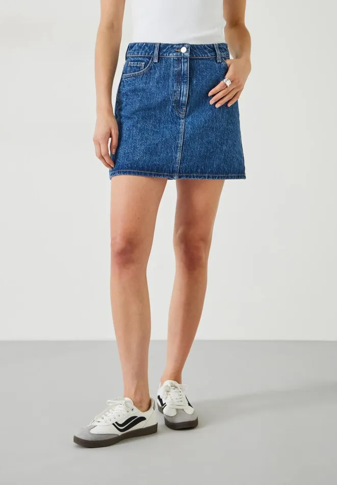 Hush Skirts Women Saachi Denim Mini Skirt Mid Authentic Wash Denim