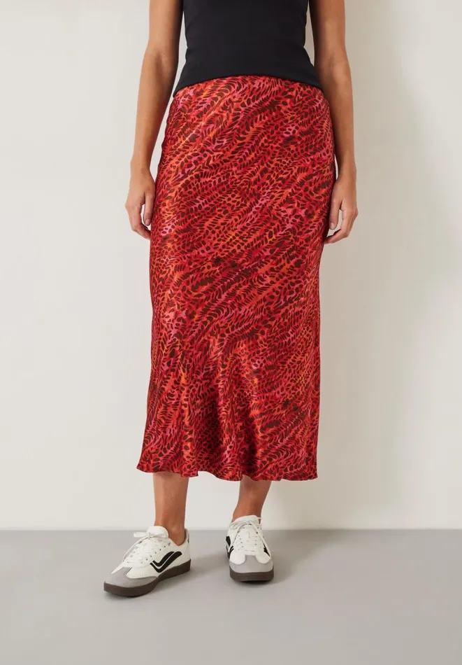 Hush Skirts Women Simone Slinky Midi Skirt Watercolour Animal Red Hush Skirts Women Simone Slinky Midi Skirt Watercolour Animal Red