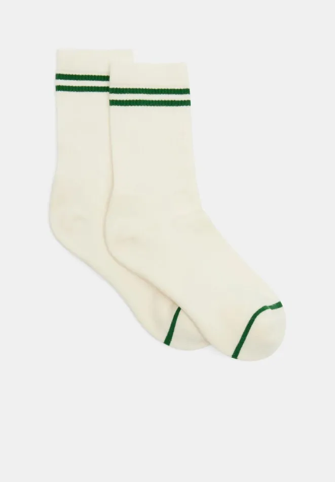 Hush Socks and Tights Women Nell Stripe Sports Sock Off Whitegreen Stripe
