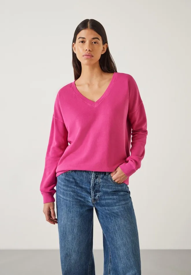 Hush Sweatshirts and Hoodies Women April VNeck Sweatshirt Peacock Pink