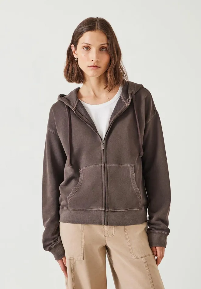 Hush Sweatshirts and Hoodies Women Dorian Cotton Zip Front Hoodie Chocolate Hush Sweatshirts and Hoodies Women Dorian Cotton Zip Front Hoodie Chocolate