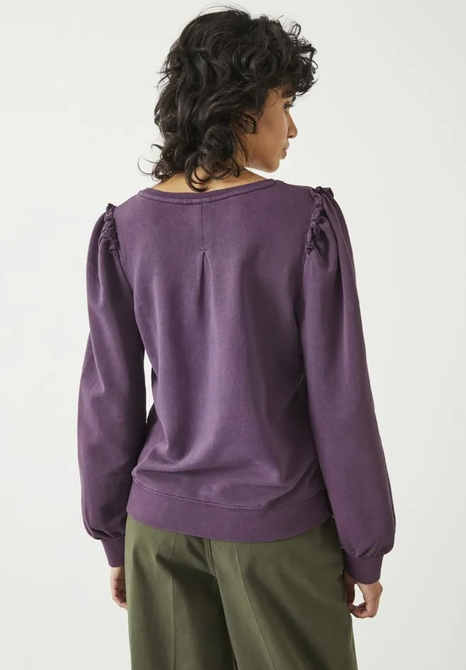 Hush Sweatshirts and Hoodies Women Emilia Cotton Ruffle Sweatshirt Berry Hush Sweatshirts and Hoodies Women Emilia Cotton Ruffle Sweatshirt Berry