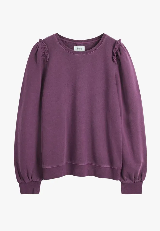 Hush Sweatshirts and Hoodies Women Emilia Cotton Ruffle Sweatshirt Berry Hush Sweatshirts and Hoodies Women Emilia Cotton Ruffle Sweatshirt Berry