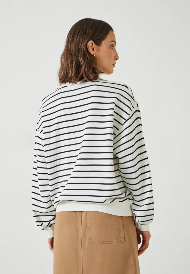 Hush Sweatshirts and Hoodies Women Luca Stripe Sweatshirt White Hush Sweatshirts and Hoodies Women Luca Stripe Sweatshirt White