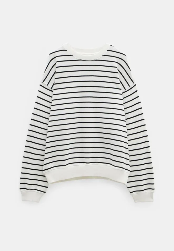Hush Sweatshirts and Hoodies Women Luca Stripe Sweatshirt White Hush Sweatshirts and Hoodies Women Luca Stripe Sweatshirt White
