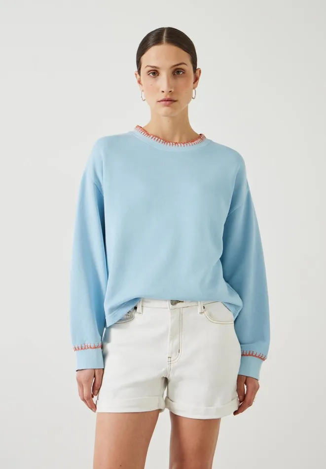 Hush Sweatshirts and Hoodies Women Phoebe Relaxed Contrast Stitch Sweatshirt Blue Bell Hush Sweatshirts and Hoodies Women Phoebe Relaxed Contrast Stitch Sweatshirt Blue Bell