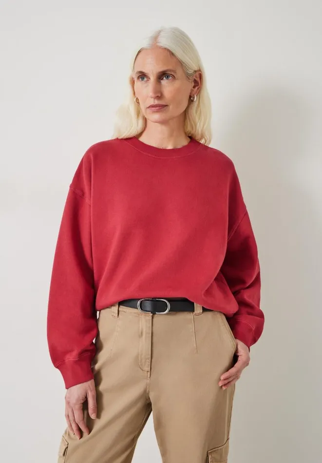 Hush Sweatshirts and Hoodies Women Rozanne Cotton Boxy Sweatshirt Faded Crimson Hush Sweatshirts and Hoodies Women Rozanne Cotton Boxy Sweatshirt Faded Crimson