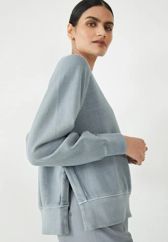 Hush Sweatshirts and Hoodies Women Serena Side Split Sweatshirt Smokey Blue Hush Sweatshirts and Hoodies Women Serena Side Split Sweatshirt Smokey Blue