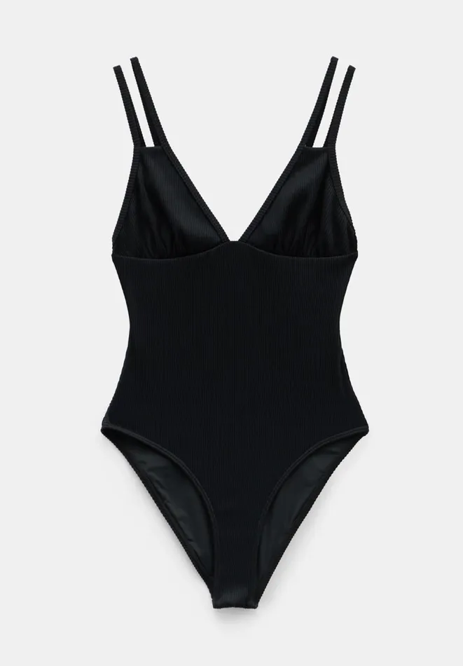 Hush Swimwear and Beachwear Women Dina Double Strap Rib Swimsuit Black Hush Swimwear and Beachwear Women Dina Double Strap Rib Swimsuit Black
