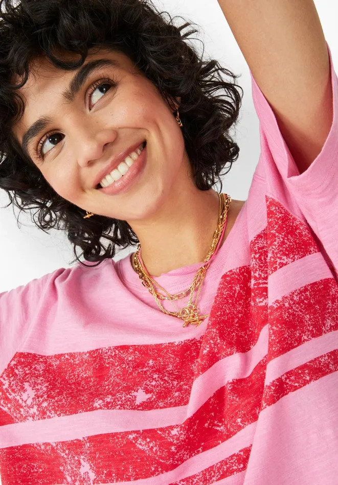 Hush Tops and Tshirts Women Ailbhe Striped TShirt Bright Pink Hush Tops and Tshirts Women Ailbhe Striped TShirt Bright Pink