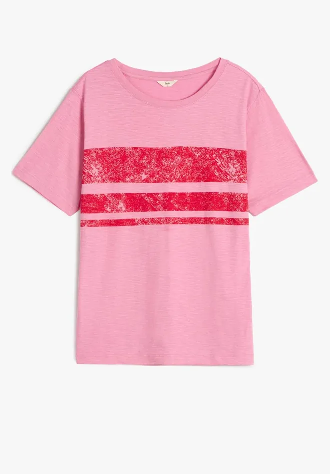 Hush Tops and Tshirts Women Ailbhe Striped TShirt Bright Pink Hush Tops and Tshirts Women Ailbhe Striped TShirt Bright Pink