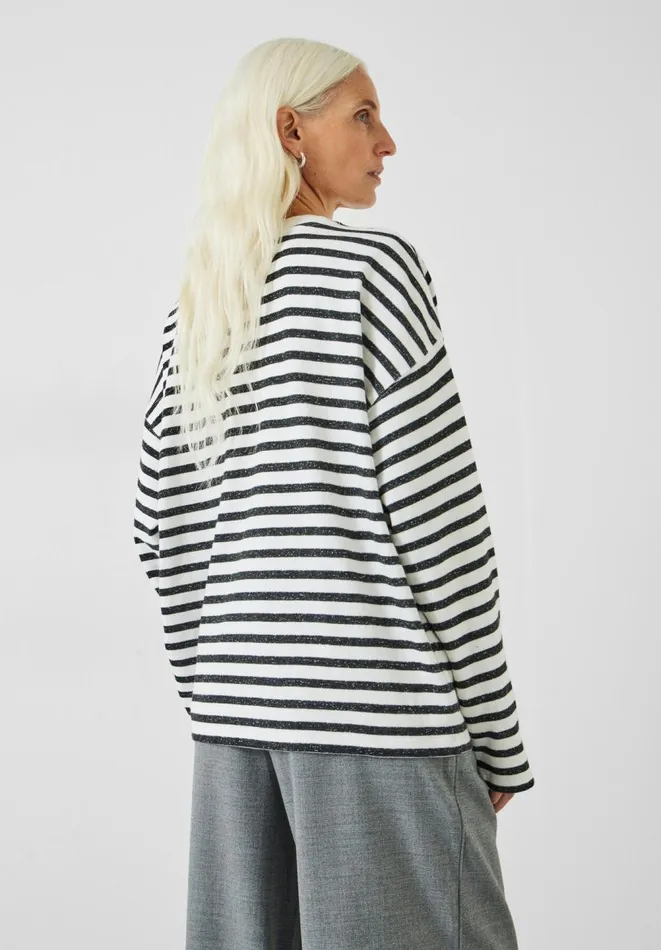 Hush Tops and Tshirts Women Aluna Brushed Striped Oversized Top Blackwhite Hush Tops and Tshirts Women Aluna Brushed Striped Oversized Top Blackwhite