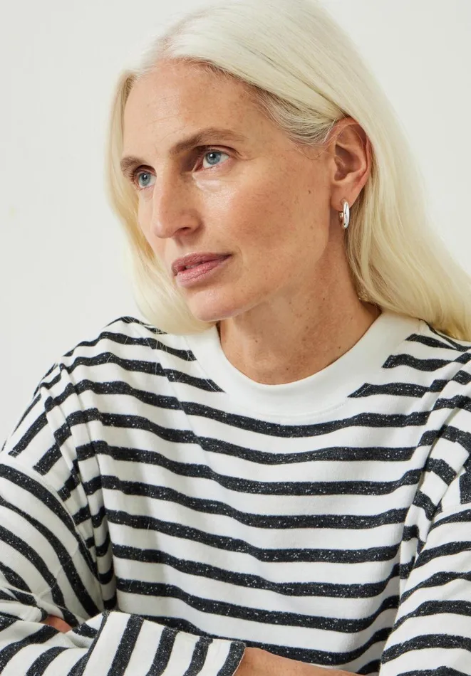 Hush Tops and Tshirts Women Aluna Brushed Striped Oversized Top Blackwhite Hush Tops and Tshirts Women Aluna Brushed Striped Oversized Top Blackwhite