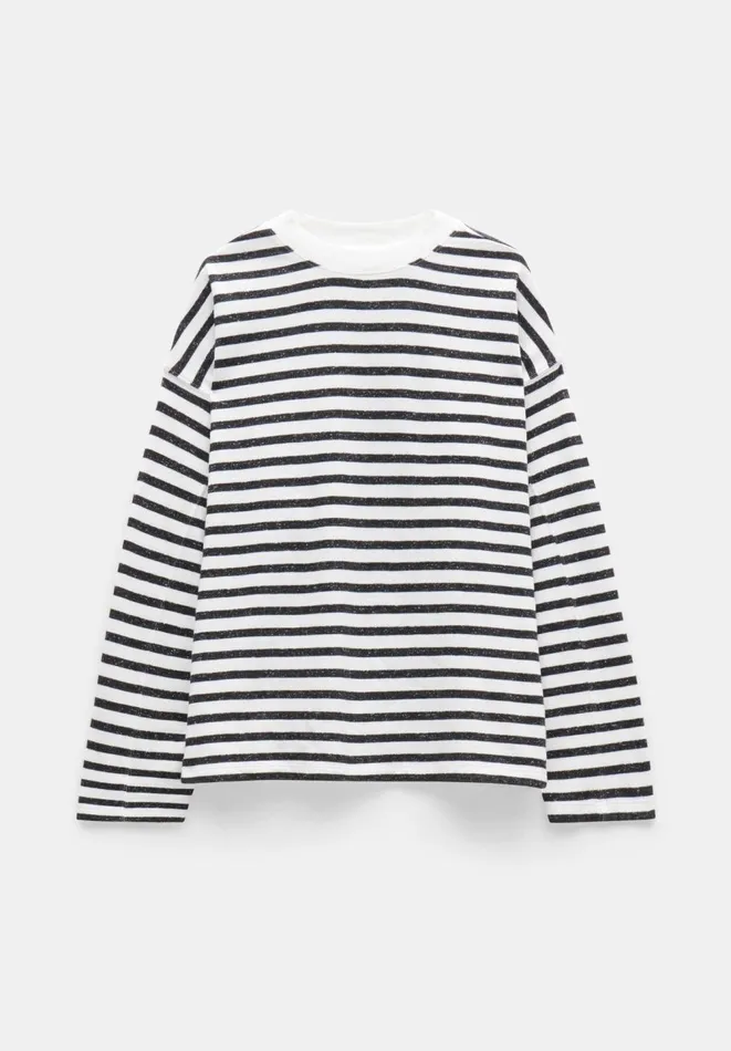 Hush Tops and Tshirts Women Aluna Brushed Striped Oversized Top Blackwhite Hush Tops and Tshirts Women Aluna Brushed Striped Oversized Top Blackwhite