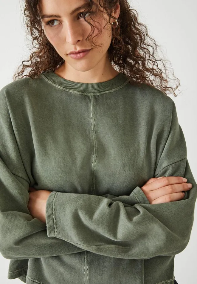Hush Tops and Tshirts Women Amara Seam Detail Sweatshirt Dark Khaki Hush Tops and Tshirts Women Amara Seam Detail Sweatshirt Dark Khaki