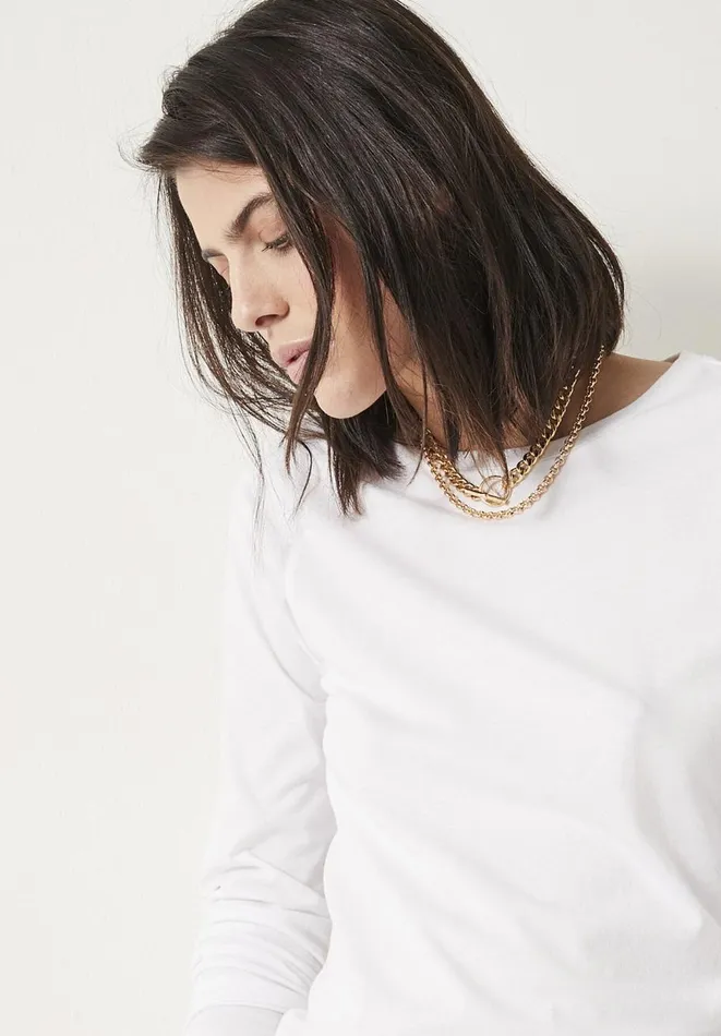 Hush Tops and Tshirts Women Anna Slim Crew Neck Top White Hush Tops and Tshirts Women Anna Slim Crew Neck Top White