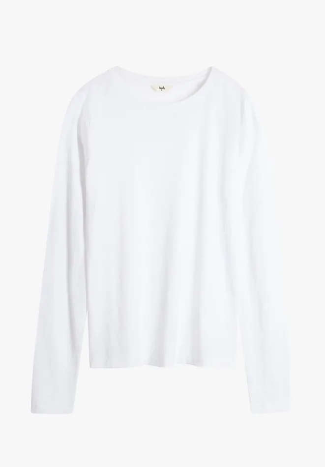 Hush Tops and Tshirts Women Anna Slim Crew Neck Top White Hush Tops and Tshirts Women Anna Slim Crew Neck Top White