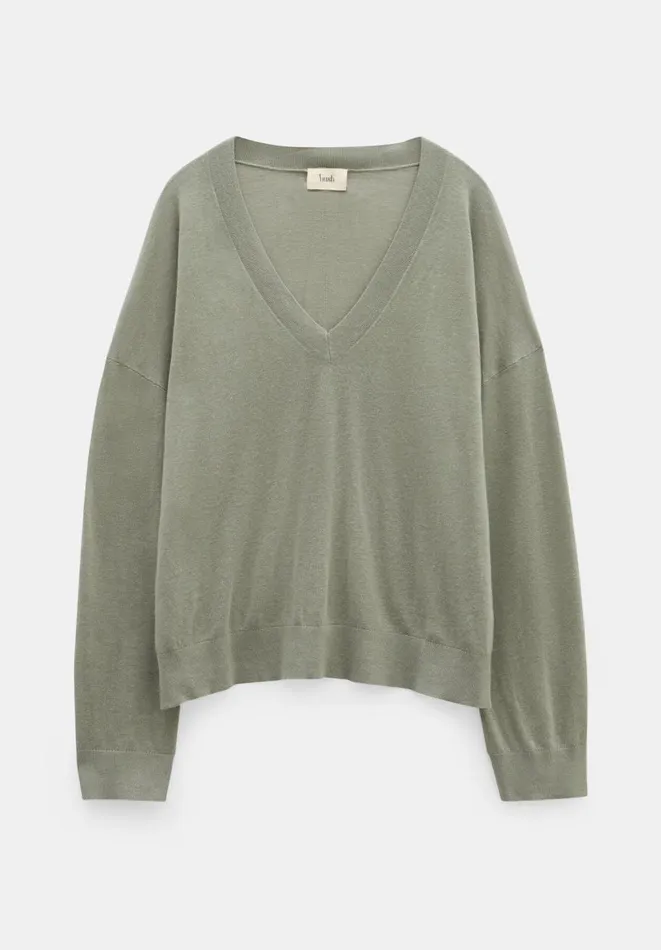 Hush Tops and Tshirts Women Aston Linen Blend Knitted Jumper Sage Hush Tops and Tshirts Women Aston Linen Blend Knitted Jumper Sage