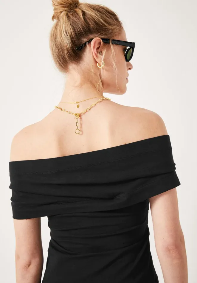Hush Tops and Tshirts Women Asymmetrical Bardot Top Black Hush Tops and Tshirts Women Asymmetrical Bardot Top Black