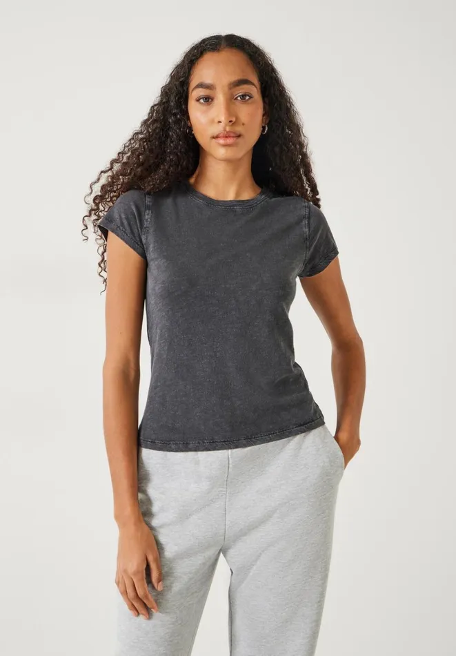 Hush Tops and Tshirts Women Ava Fitted Cotton Slub TShirt Ash Grey