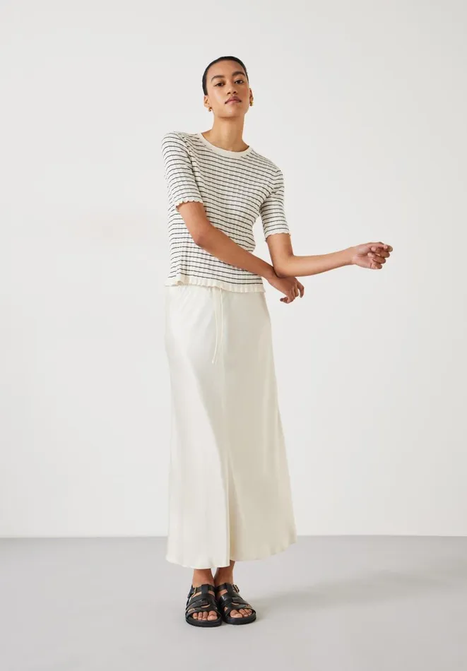 Hush Tops and Tshirts Women Brett Cotton Striped Knitted Top Ecru Black Stripe Hush Tops and Tshirts Women Brett Cotton Striped Knitted Top Ecru Black Stripe