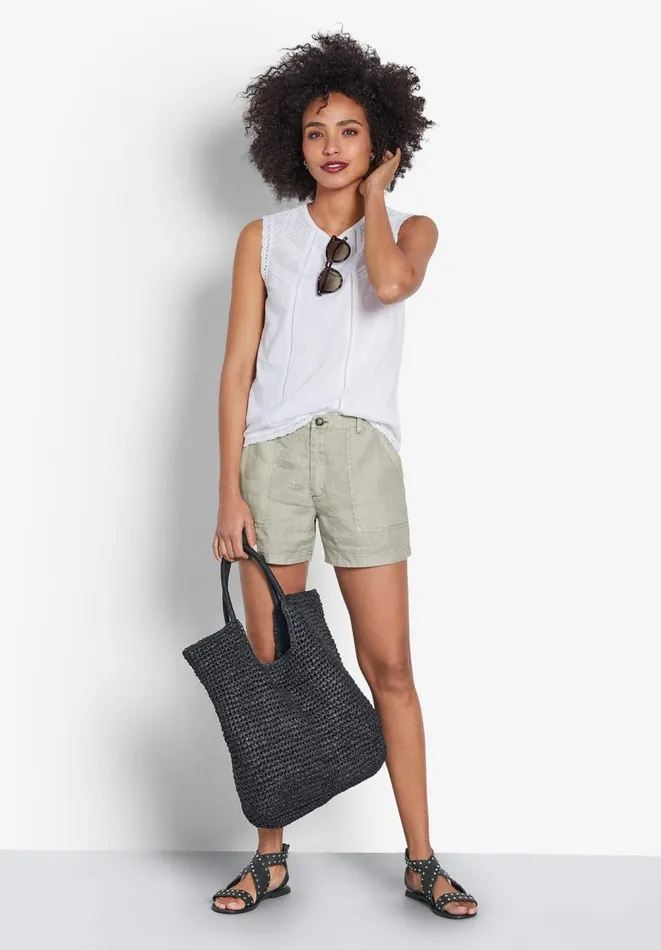 Hush Tops and Tshirts Women Broderie Cotton Tank Top White