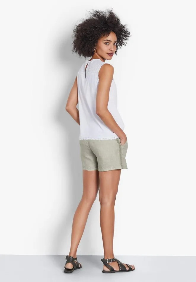 Hush Tops and Tshirts Women Broderie Cotton Tank Top White Hush Tops and Tshirts Women Broderie Cotton Tank Top White