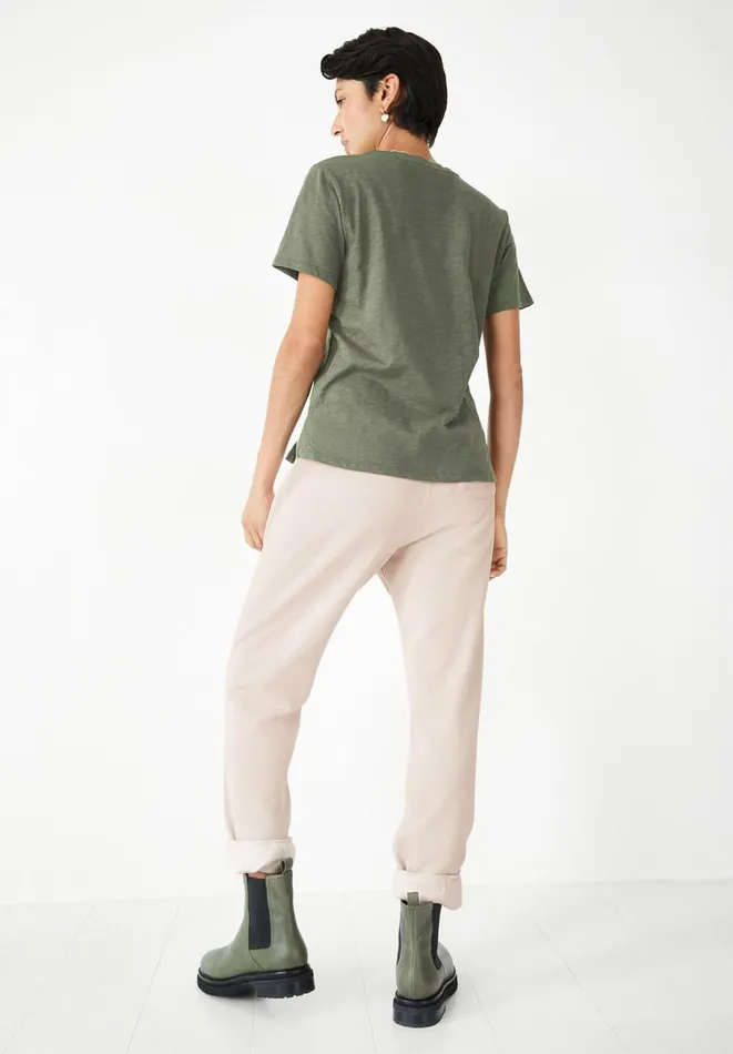 Hush Tops and Tshirts Women Cali Cotton Slub Crew Tee Khaki Hush Tops and Tshirts Women Cali Cotton Slub Crew Tee Khaki