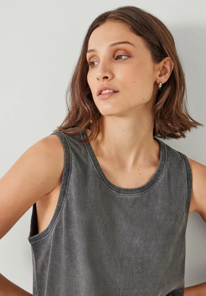 Hush Tops and Tshirts Women Carla Relaxed Tank Top Washed Black Hush Tops and Tshirts Women Carla Relaxed Tank Top Washed Black