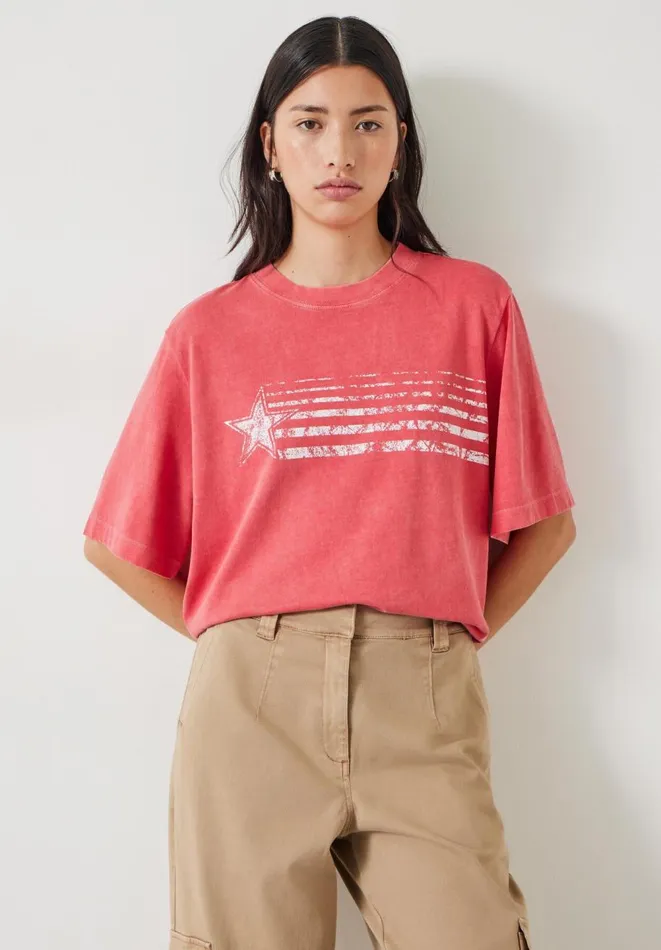 Hush Tops and Tshirts Women Cole Star Relaxed TShirt Dusty Red