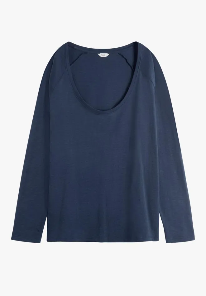 Hush Tops and Tshirts Women Cotton Slub Avalon TShirt Midnight Navy Hush Tops and Tshirts Women Cotton Slub Avalon TShirt Midnight Navy