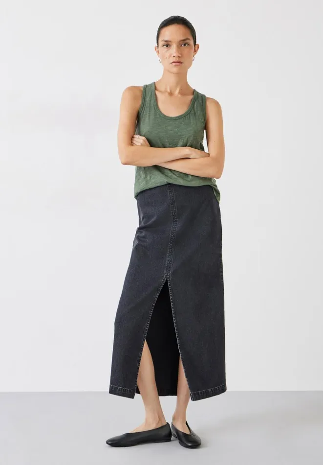 Hush Tops and Tshirts Women Cotton Slub Tank Top Khaki Hush Tops and Tshirts Women Cotton Slub Tank Top Khaki